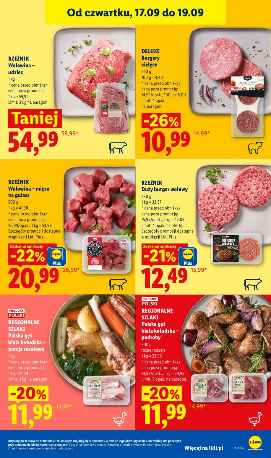 Lidl gazetka, strona 53 z 95 — RZEŹNIK Wołowina - mięso na gulasz, RZEŹNIK Wołowina - udziec, DELUXE Burgery cielęce