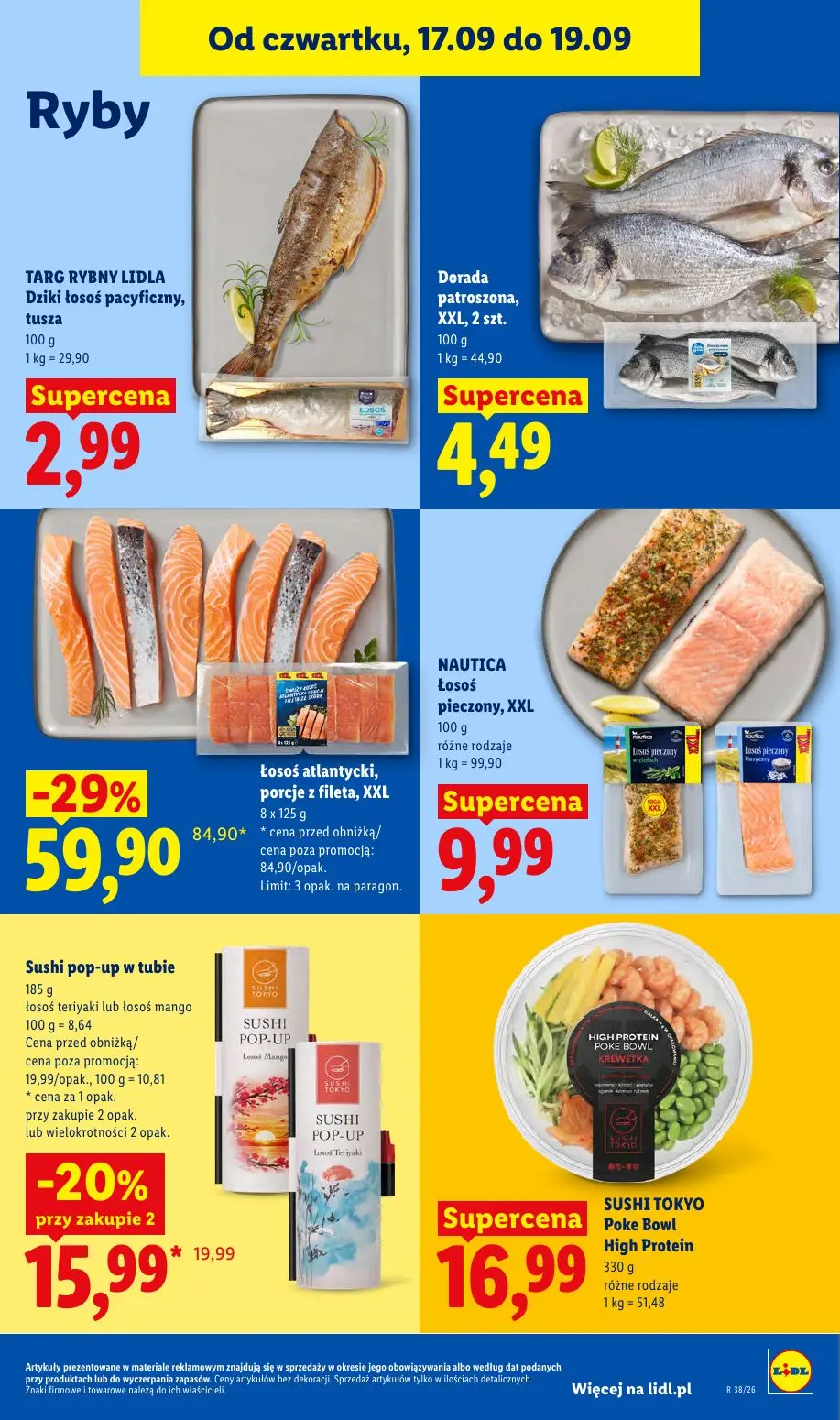 Lidl gazetka, strona 61 z 95 — Łosoś atlantycki, porcje z fileta, XXL, Sushi pop-up w tubie łosoś teriyaki lub łosoś mango, …