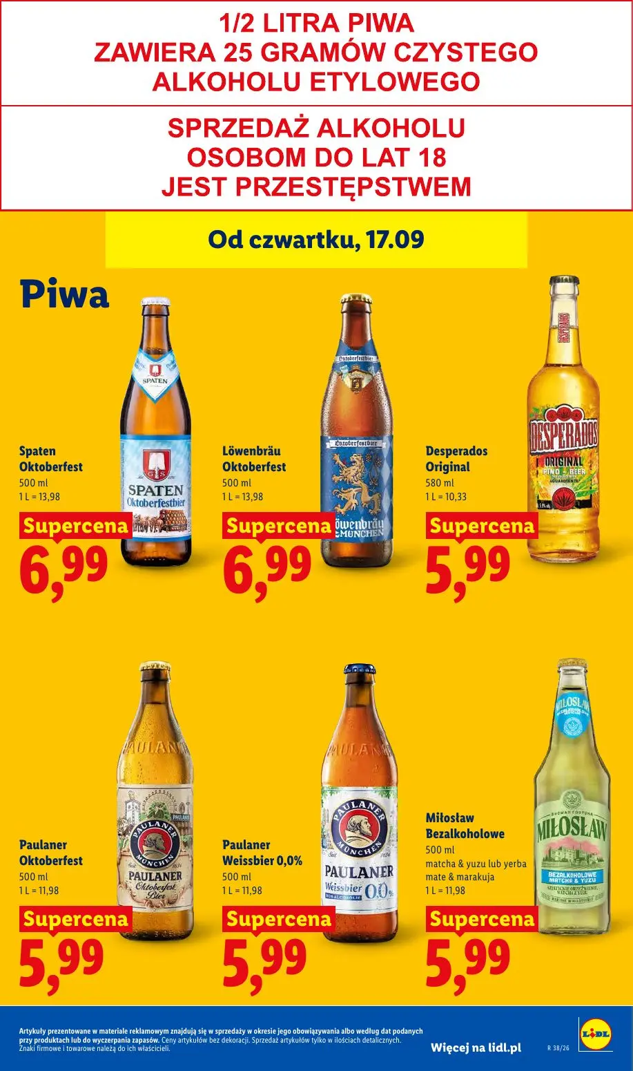 Lidl gazetka, strona 69 z 95 — Spaten Oktoberfest, Löwenbräu Oktoberfest, Desperados Original