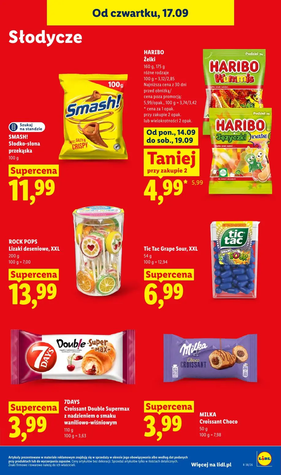 Lidl gazetka, strona 75 z 95 — HARIBO Żelki, SMASH! Słodko-słona przekąska, ROCK POPS Lizaki deseniowe, XXL