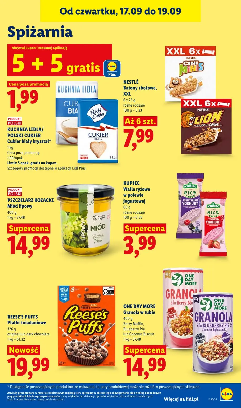 Lidl gazetka, strona 81 z 95 — KUCHNIA LIDLA/ POLSKI CUKIER Cukier biały kryształ*, NESTLÉ Batony zbożowe, XXL, PSZCZELARZ K…