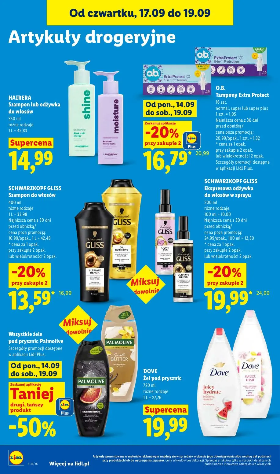 Lidl gazetka, strona 88 z 95 — SCHWARZKOPF GLISS Ekspresowa odżywka do włosów w sprayu, O.B. Tampony Extra Protect, SCHWARZK…