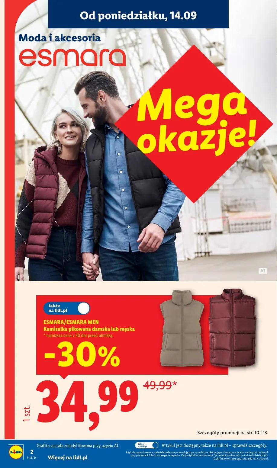 Lidl gazetka, strona 2 z 59 — ESMARA/ESMARA MEN Kamizelka pikowana damska lub męska