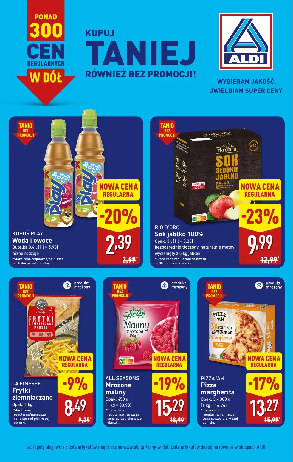 ALDI gazetka, strona 3 z 4 — ALL SEASONS Mrożone maliny, RIO D'ORO Sok jabłko 100%, PIZZA 'AH Pizza margherita