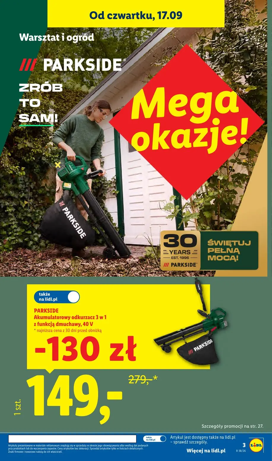 Lidl gazetka, strona 3 z 59 — PARKSIDE Akumulatorowy odkurzacz 3 w 1 z funkcją dmuchawy, 40 V