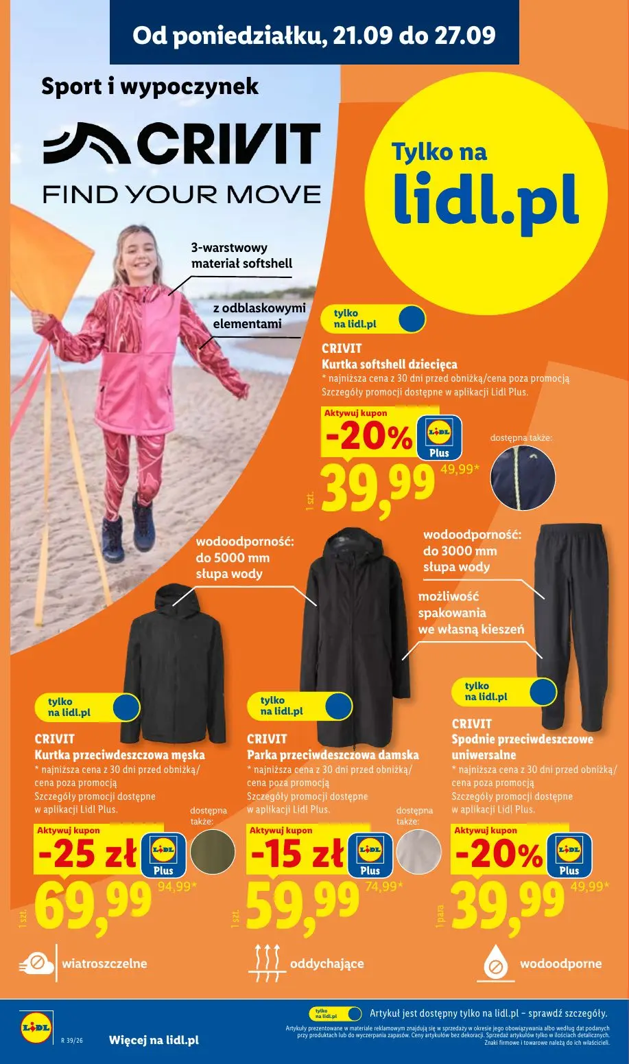 Lidl gazetka, strona 8 z 59 — Kurtka przeciwdeszczowa męska, Parka przeciwdeszczowa damska, Kurtka softshell dziecięca