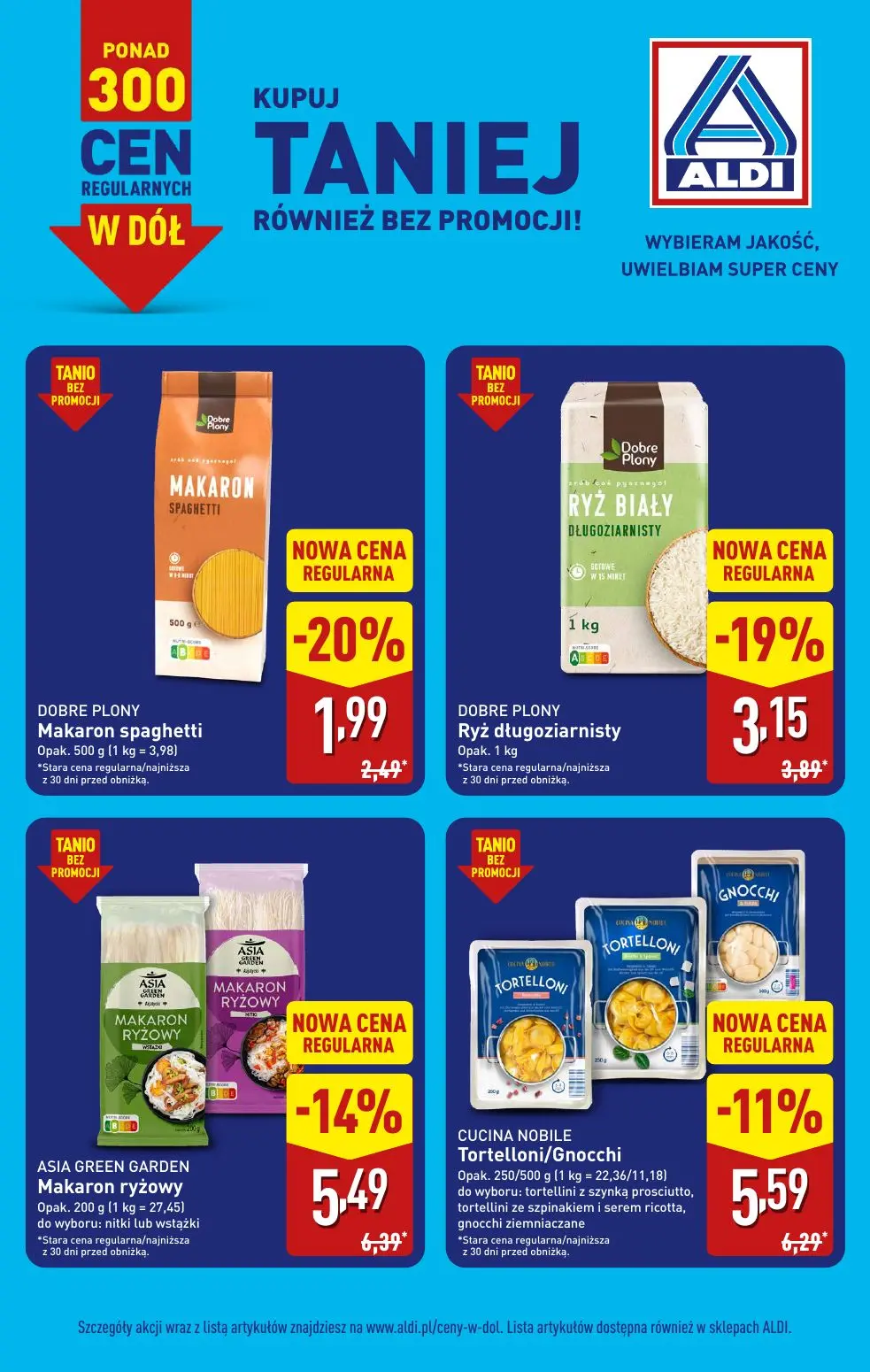 ALDI gazetka, strona 4 z 21 — Makaron ryżowy, Ryż długoziarnisty, Tortelloni/Gnocchi