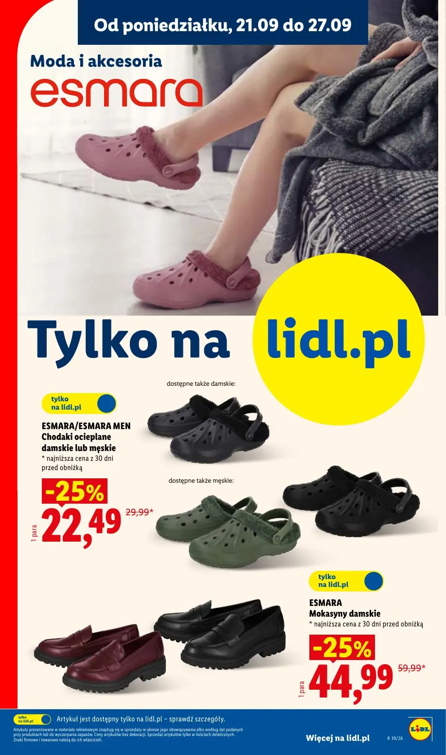 Lidl gazetka, strona 11 z 59 — ESMARA Mokasyny damskie, ESMARA/ESMARA MEN Chodaki ocieplane damskie lub męskie