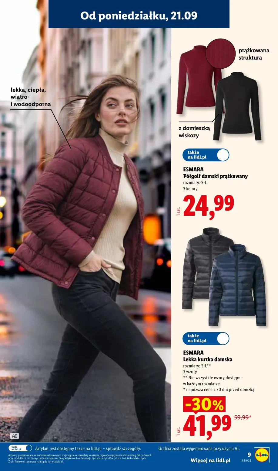 Lidl gazetka, strona 13 z 59 — Lekka kurtka damska, Półgolf damski prążkowany
