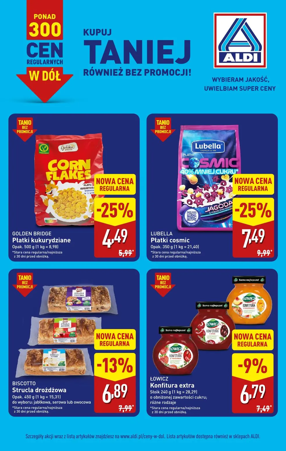 ALDI gazetka, strona 9 z 21 — LUBELLA Płatki cosmic, GOLDEN BRIDGE Płatki kukurydziane, BISCOTTO Strucla drożdżowa