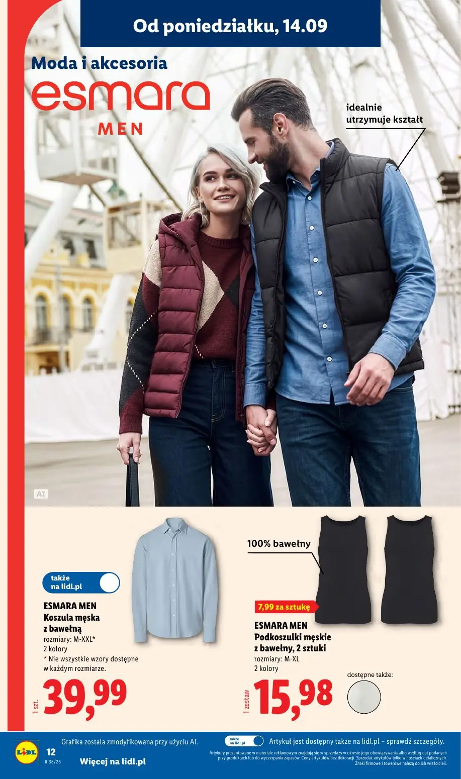 Lidl gazetka, strona 16 z 59 — ESMARA MEN Koszula męska z bawełną, ESMARA MEN Podkoszulki męskie z bawełny