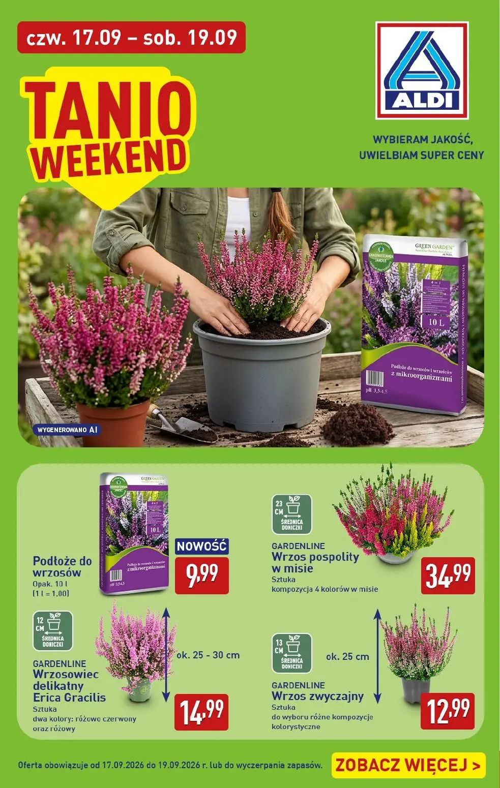 ALDI gazetka, strona 8 z 16 — Podłoże do wrzosów, GARDENLINE Wrzos pospolity w misie, GARDENLINE Wrzosowiec delikatny Erica …