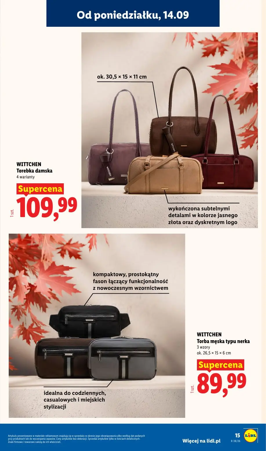 Lidl gazetka, strona 19 z 59 — Torebka damska, Torba męska typu nerka