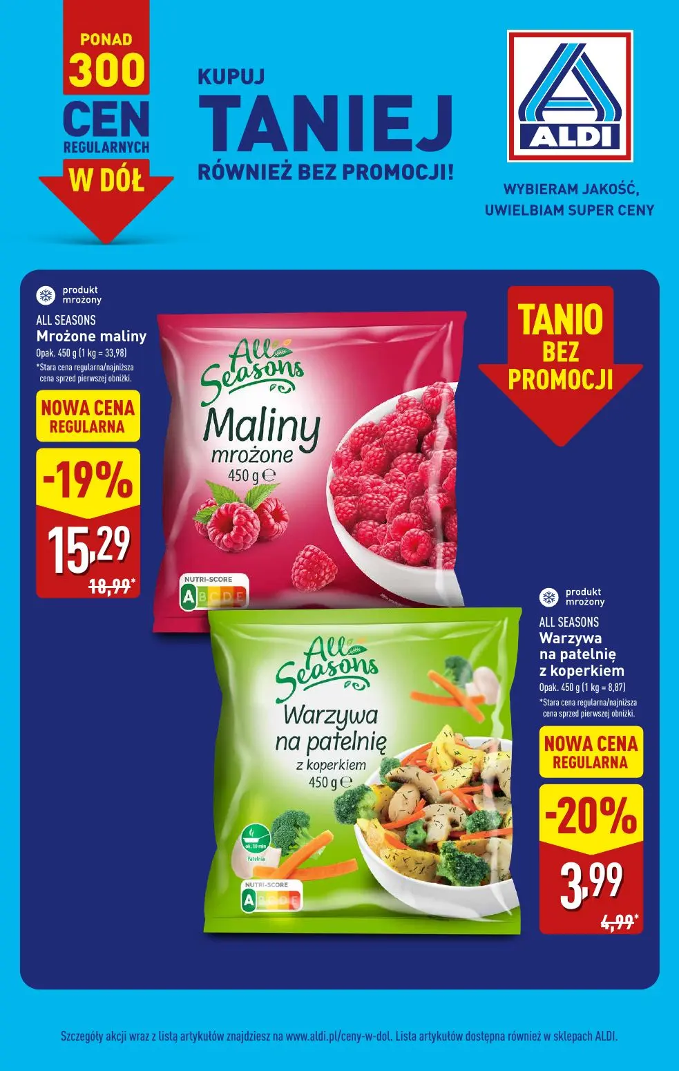 ALDI gazetka, strona 14 z 21 — ALL SEASONS Mrożone maliny, ALL SEASONS Warzywa na patelnię z koperkiem