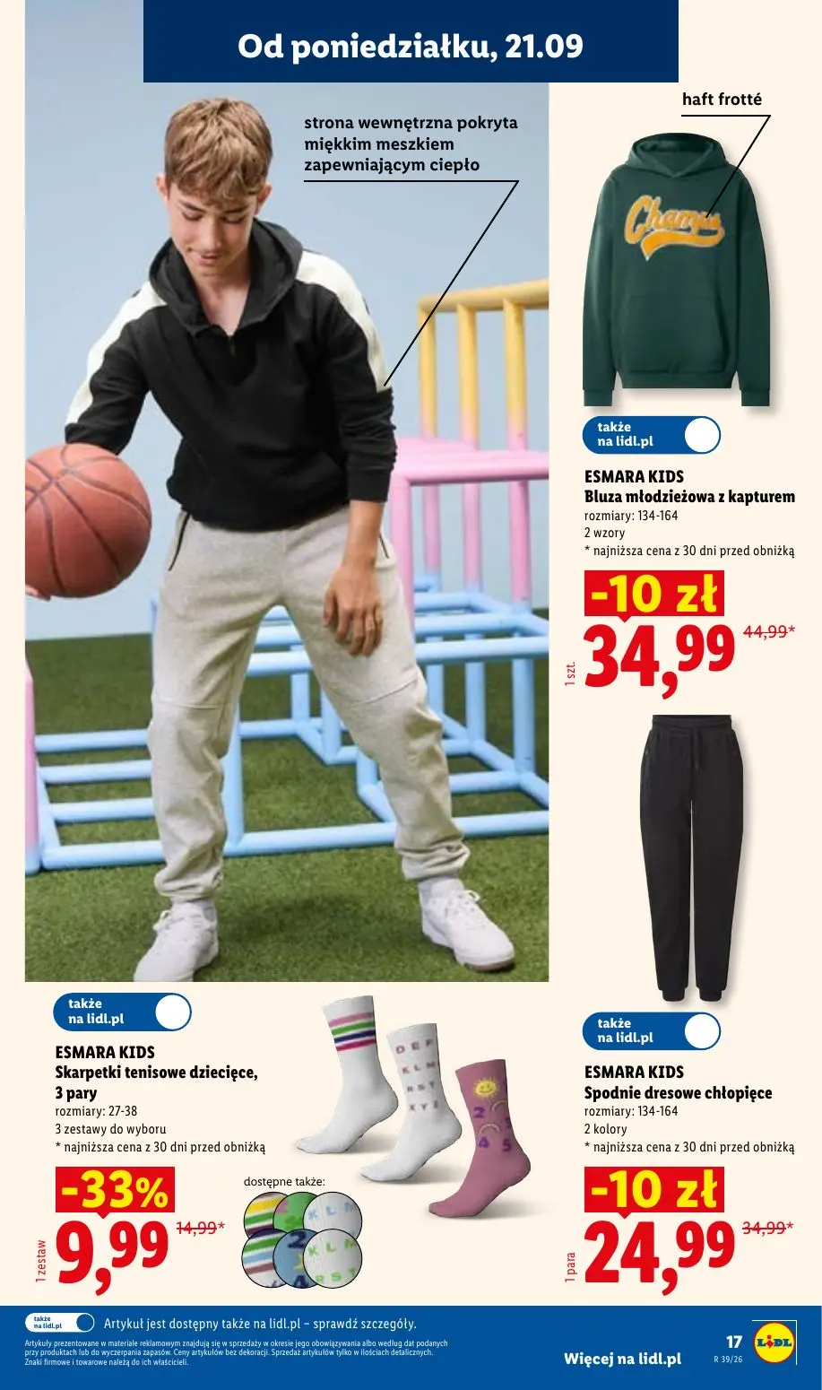 Lidl gazetka, strona 21 z 59 — ESMARA KIDS Bluza młodzieżowa z kapturem, ESMARA KIDS Spodnie dresowe chłopięce, ESMARA KIDS …