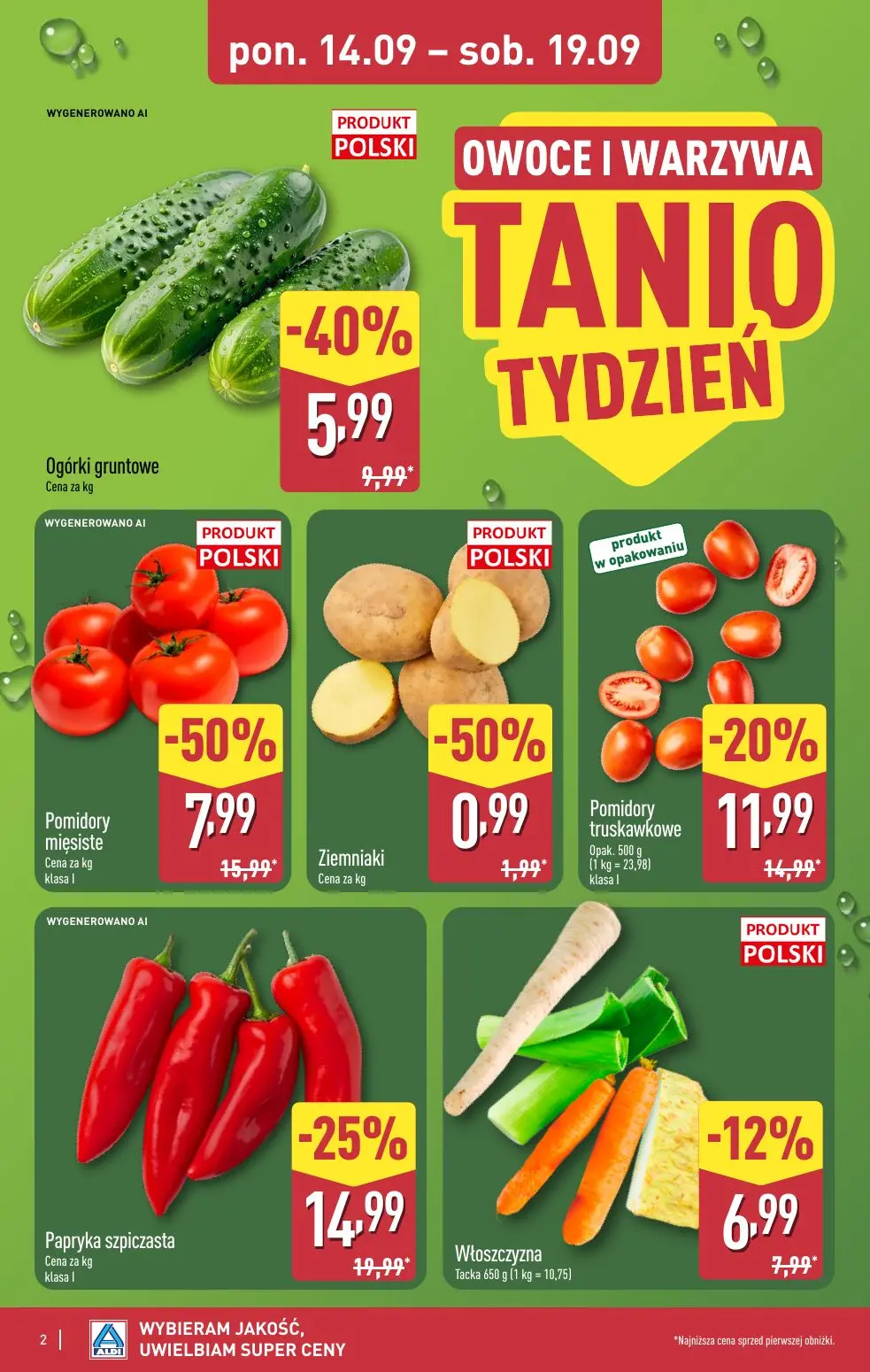 ALDI gazetka, strona 2 z 49 — Pomidory mięsiste, Papryka szpiczasta, Ogórki gruntowe