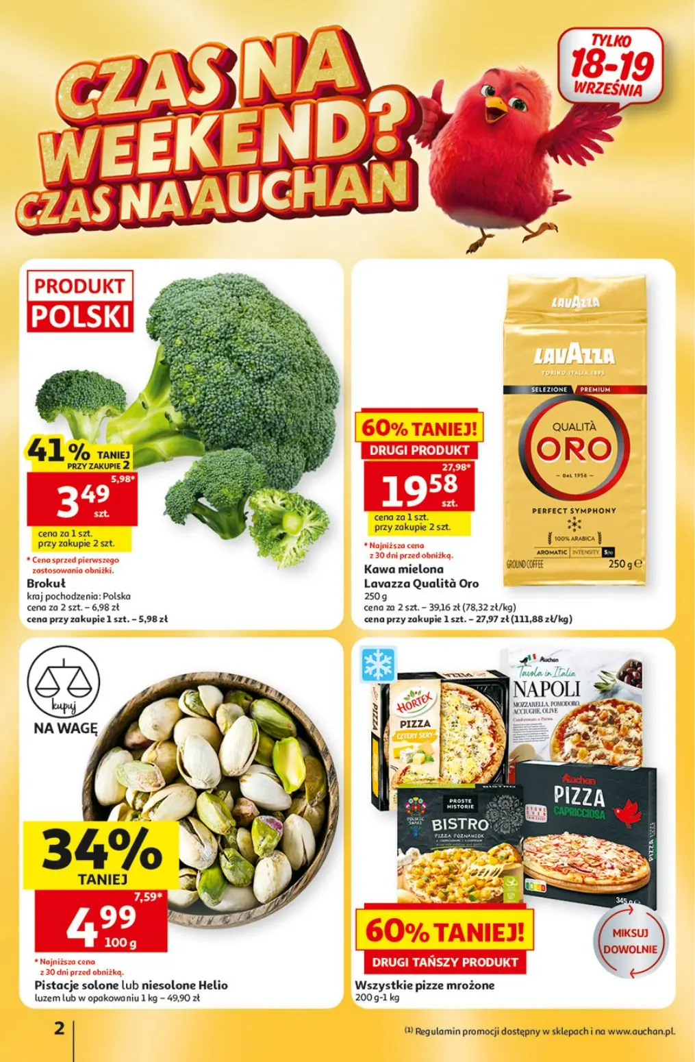 Auchan gazetka, strona 2 z 41 — Kawa mielona Lavazza Qualità Oro, Pistacje solone lub niesolone Helio, Brokuł