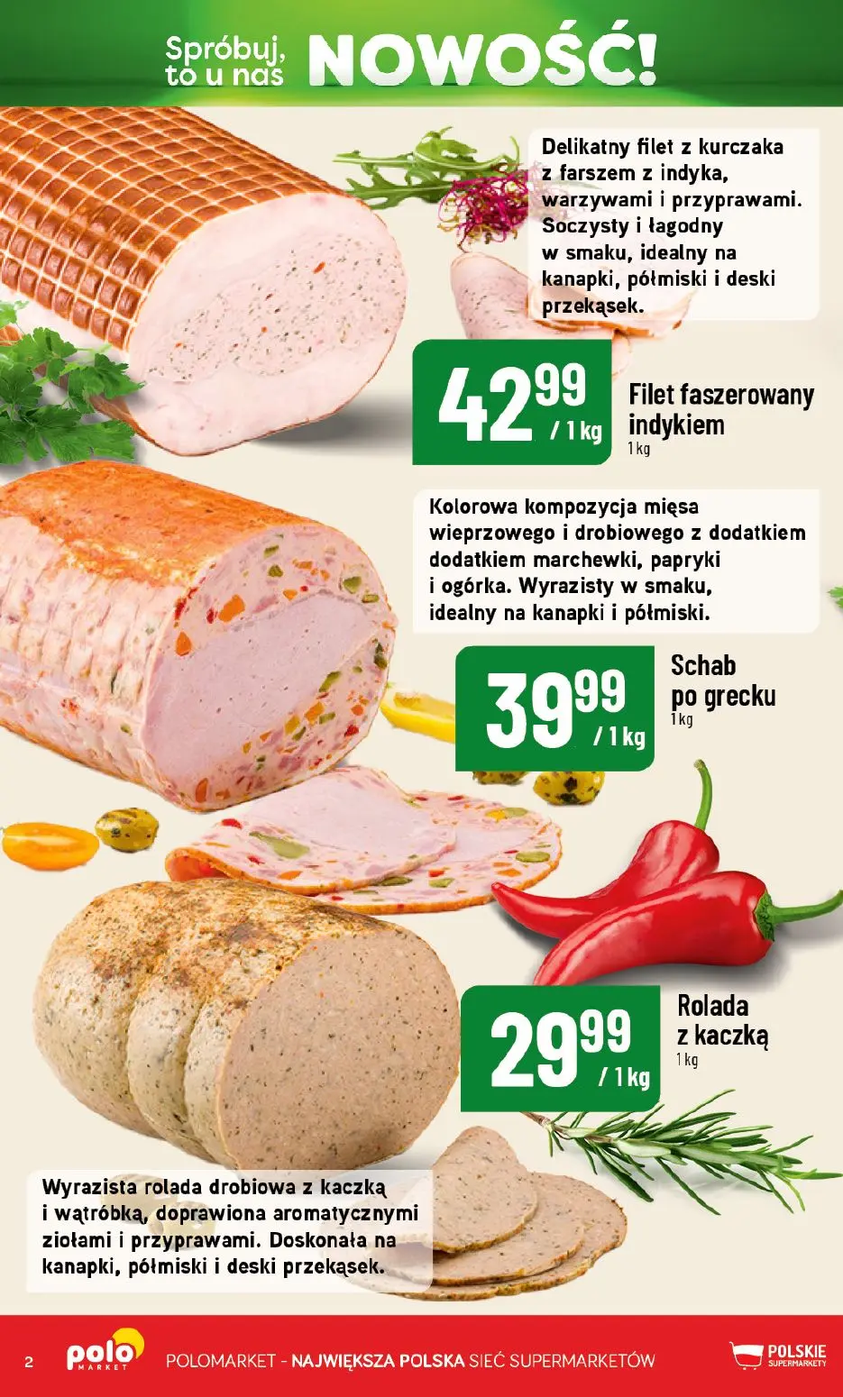 POLOmarket gazetka, strona 2 z 12 — Filet faszerowany indykiem, Schab po grecku, Rolada z kaczką