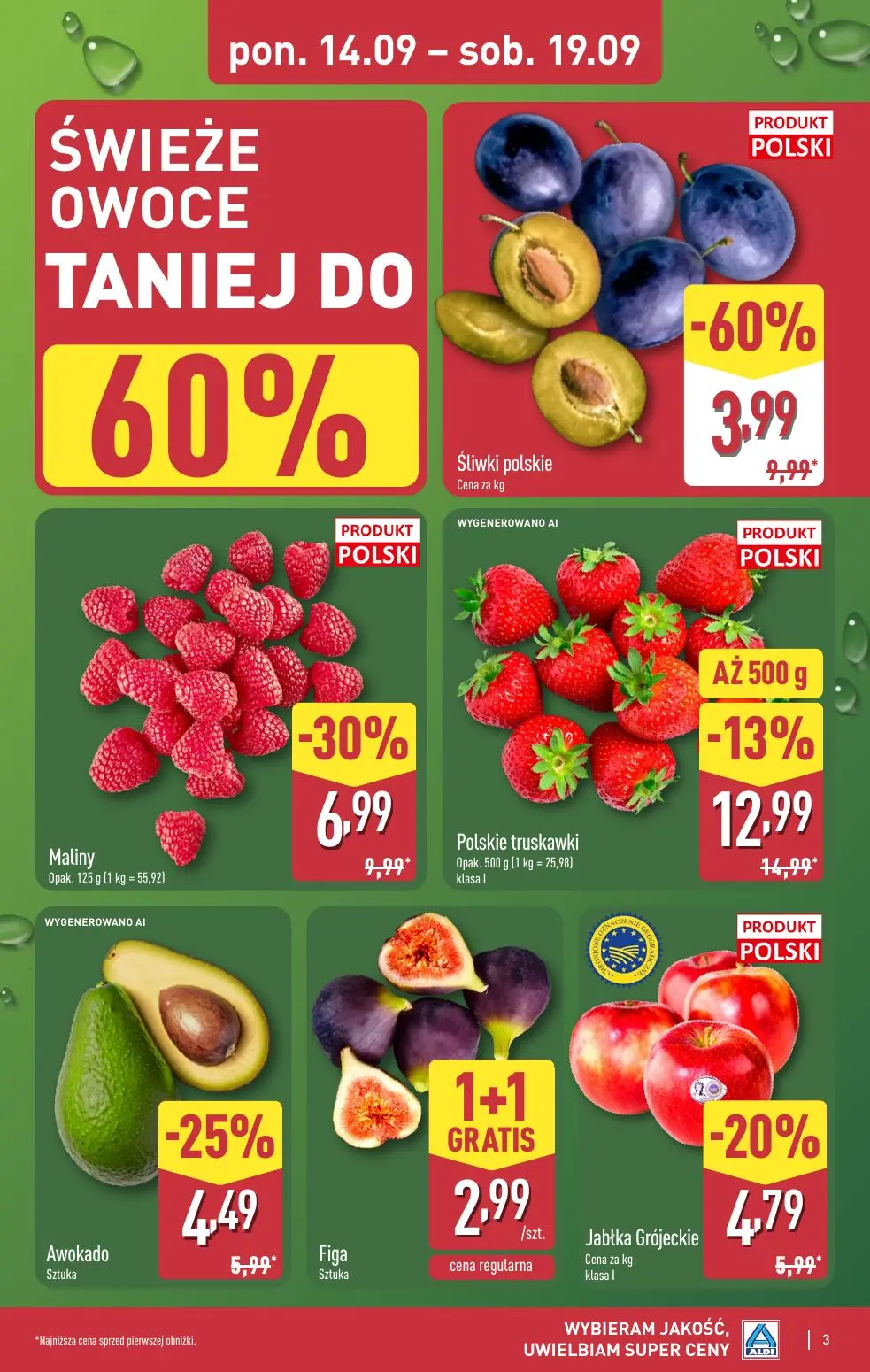 ALDI gazetka, strona 3 z 49 — Śliwki polskie, Maliny, Polskie truskawki