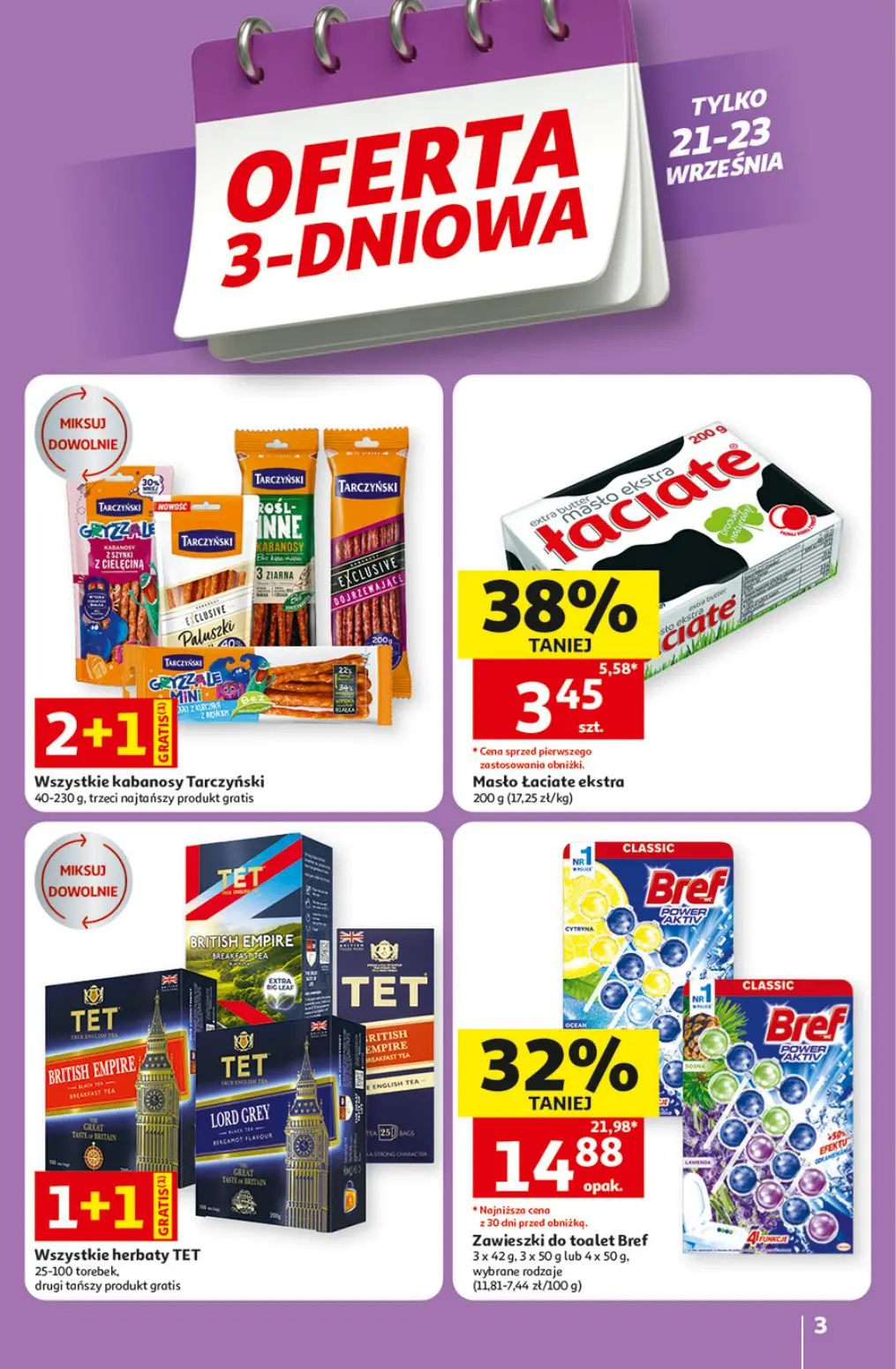 Auchan gazetka, strona 3 z 41 — Zawieszki do toalet Bref, Masło Łaciate ekstra