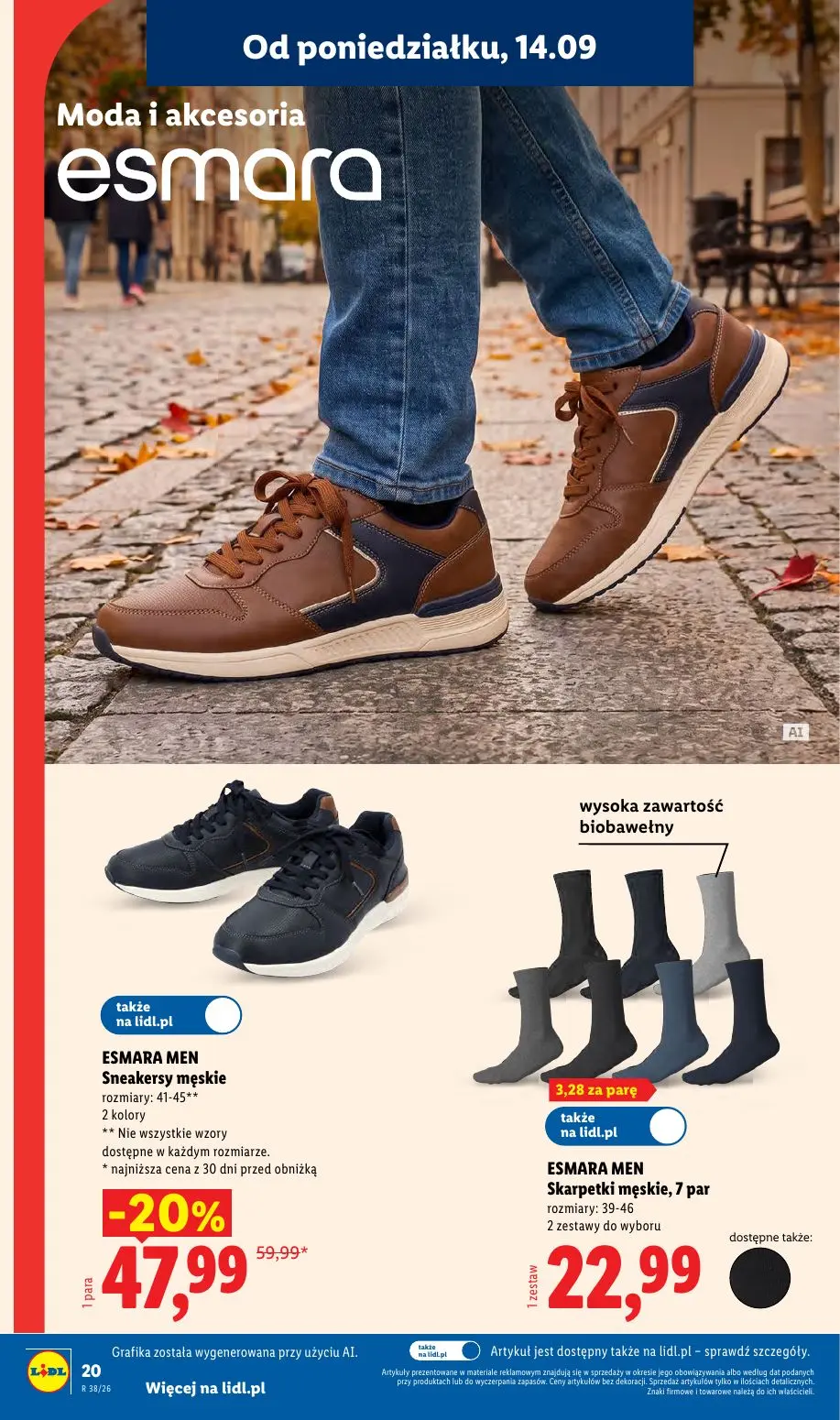 Lidl gazetka, strona 24 z 59 — ESMARA MEN Sneakersy męskie, ESMARA MEN Skarpetki męskie, 7 par