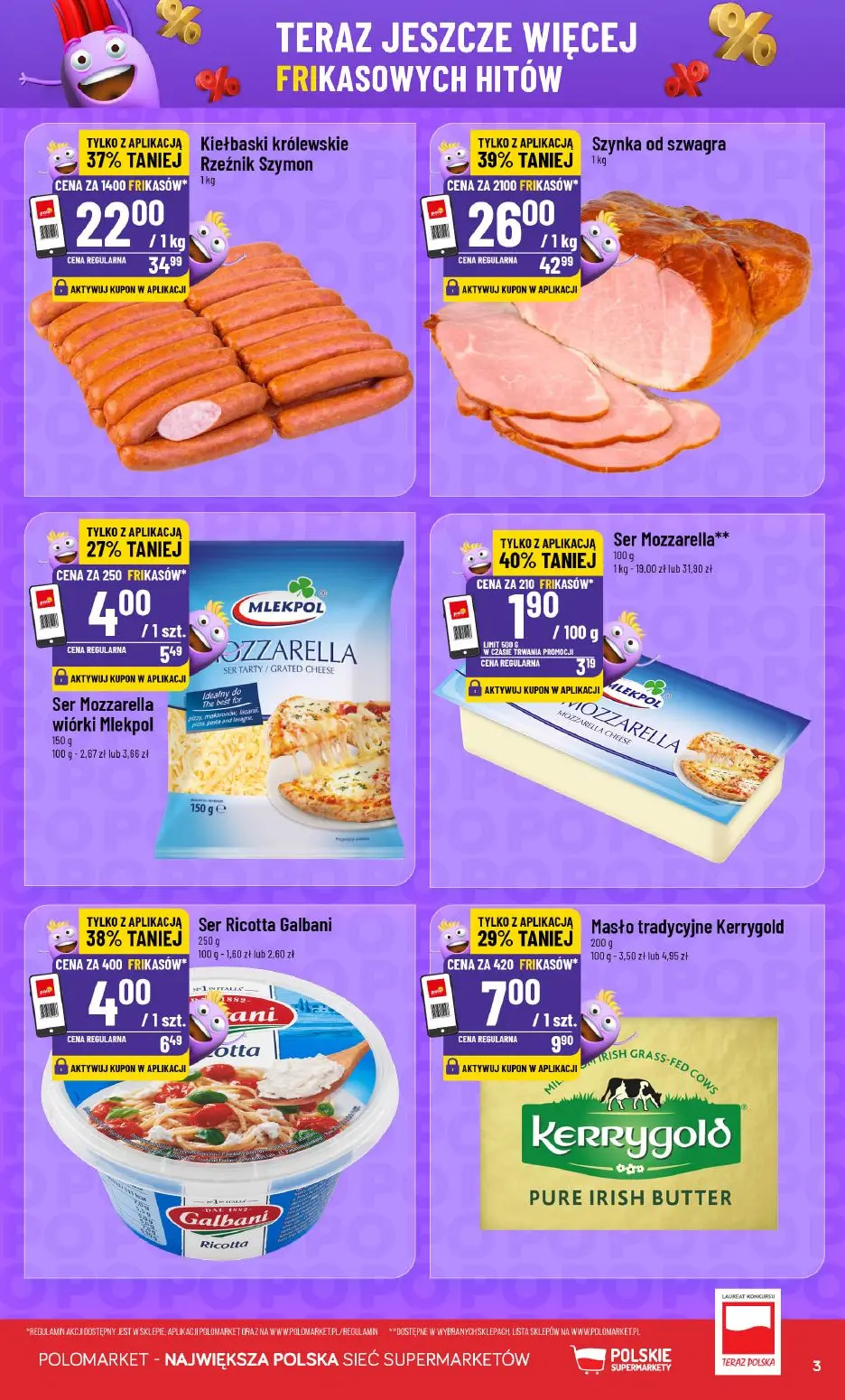 POLOmarket gazetka, strona 3 z 16 — Szynka od szwagra, Kiełbaski królewskie Rzeźnik Szymon, Masło tradycyjne Kerrygold