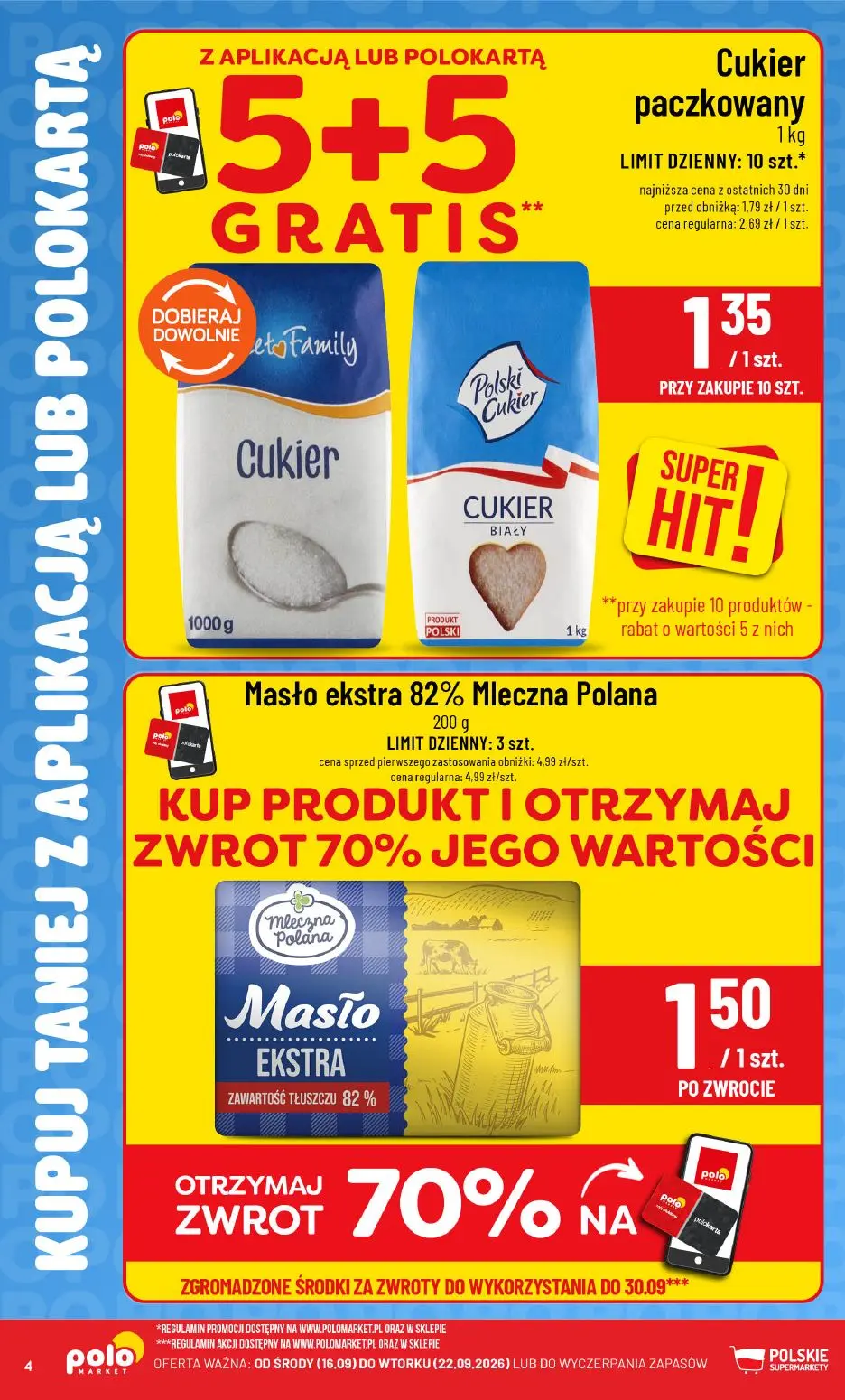 POLOmarket gazetka, strona 4 z 16 — Masło ekstra 82% Mleczna Polana, Cukier paczkowany