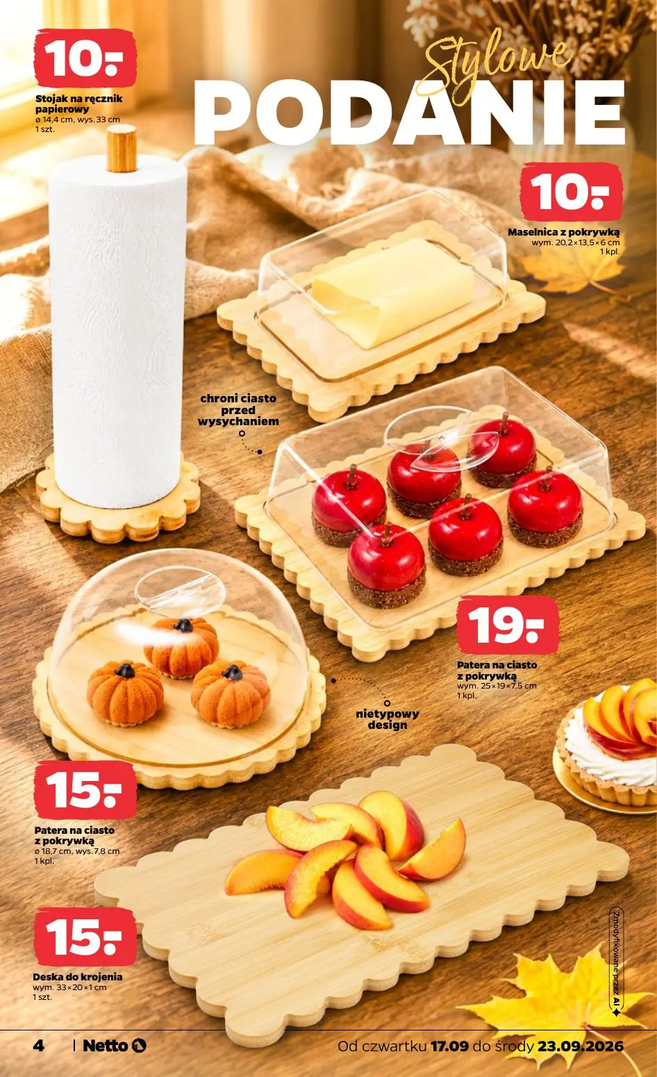 NETTO gazetka, strona 4 z 9 — Stojak na ręcznik papierowy, Maselnica z pokrywką, Patera na ciasto z pokrywką