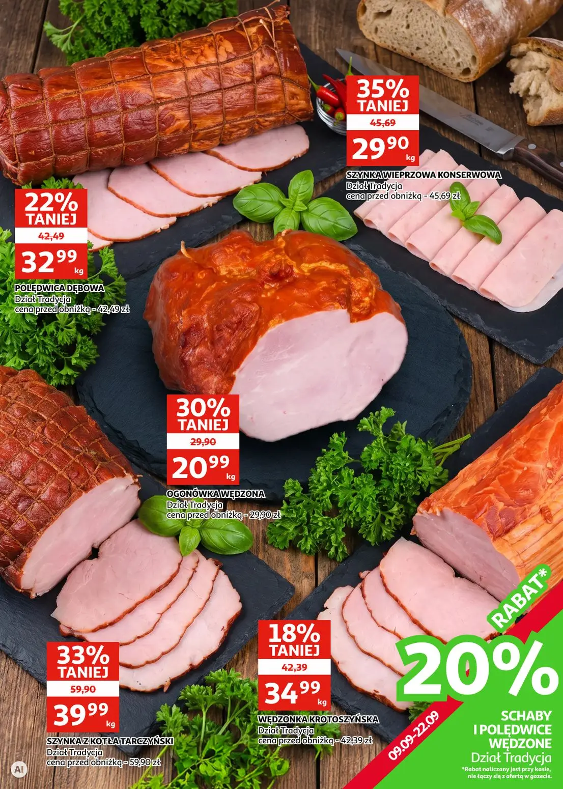 Auchan gazetka, strona 6 z 28 — SZYNKA Z KOTŁA TARCZYŃSKI, SZYNKA WIEPRZOWA KONSERWOWA, POLĘDWICA DĘBOWA