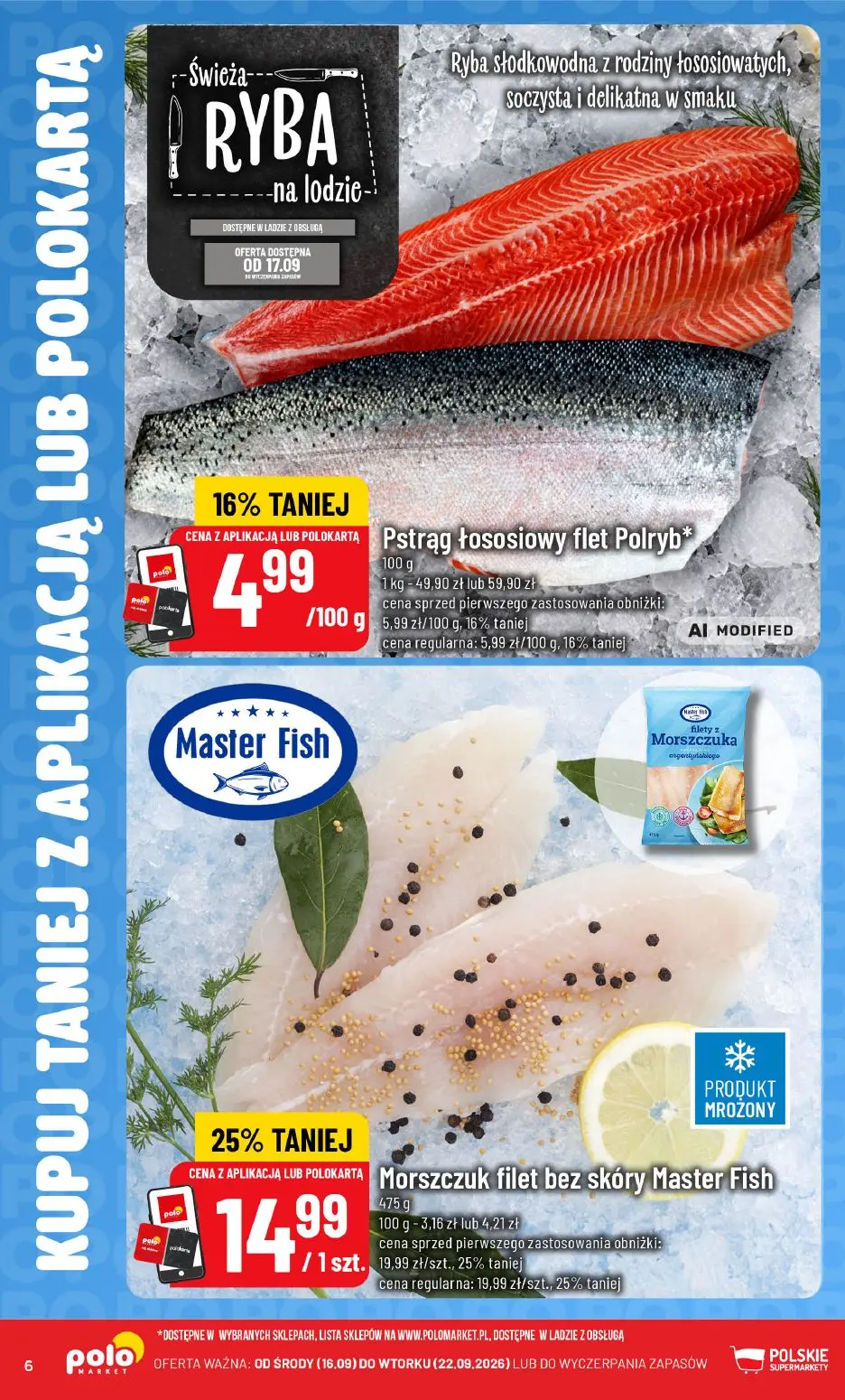 POLOmarket gazetka, strona 6 z 16 — Morszczuk filet bez skóry Master Fish, Pstrąg łososiowy flet Polryb