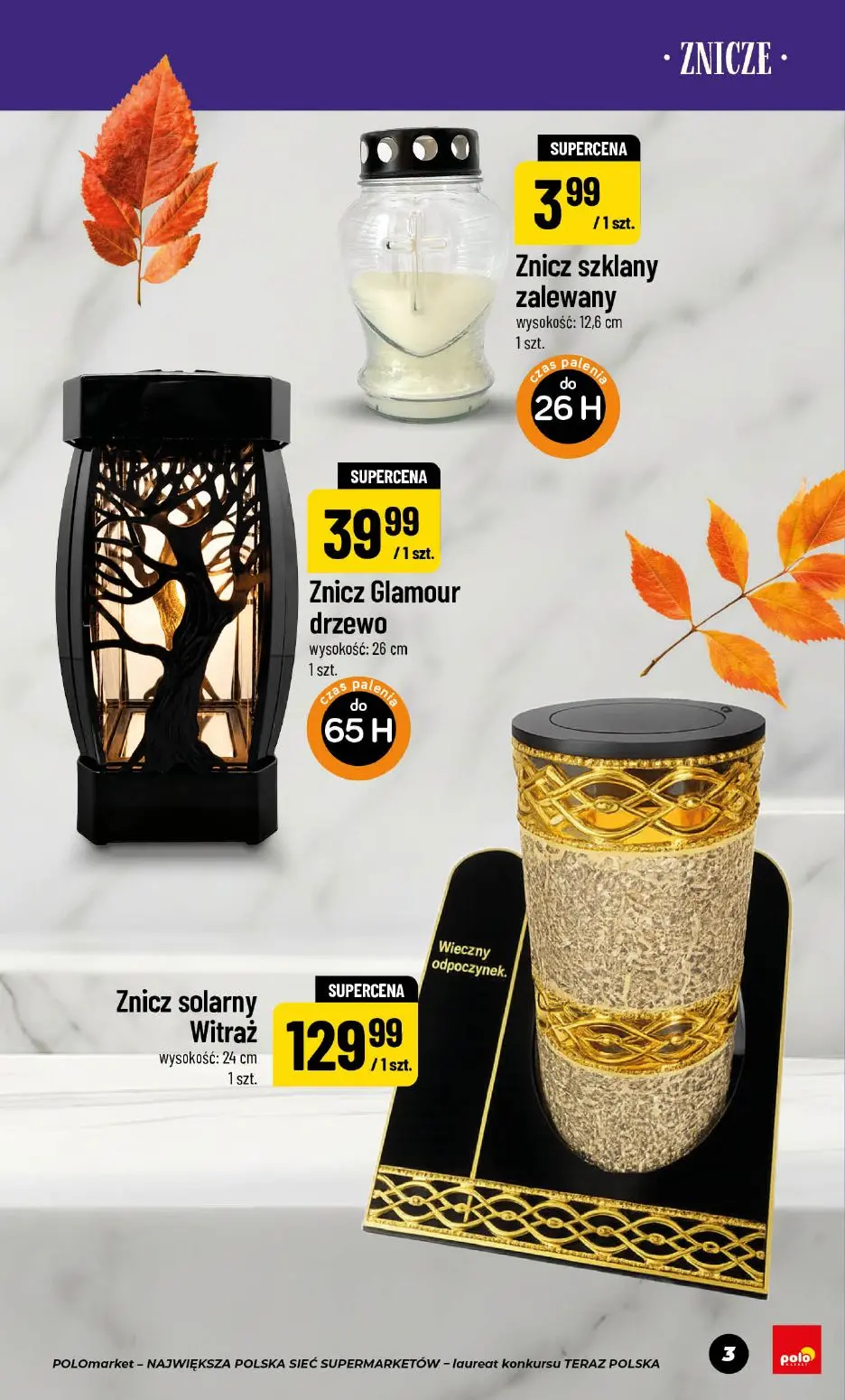 POLOmarket gazetka, strona 3 z 18 — Znicz szklany zalewany, Znicz Glamour drzewo, Znicz solarny Witraż