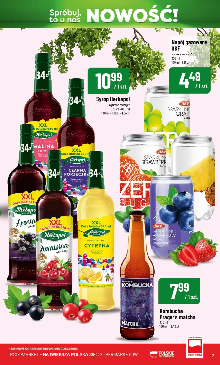 POLOmarket gazetka, strona 7 z 12 — Syrop Herbapol, Napój gazowany OKF, Kombucha Prager's matcha