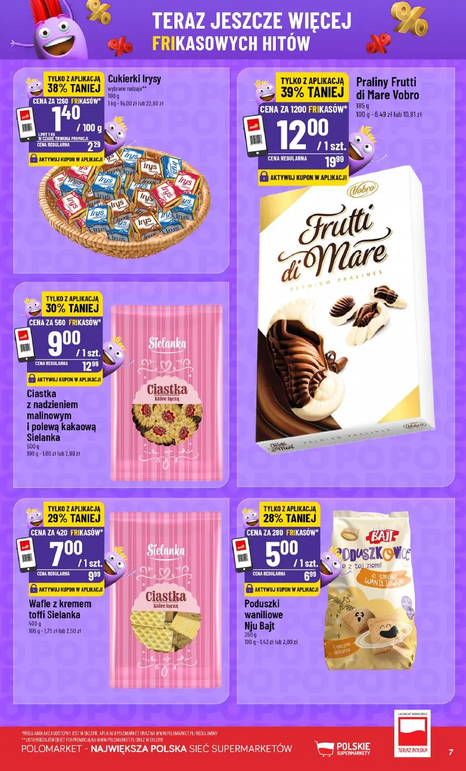 POLOmarket gazetka, strona 7 z 16 — Praliny Frutti di Mare Vobro, Ciastka z nadzieniem malinowym i polewą kakaową Sielanka, …