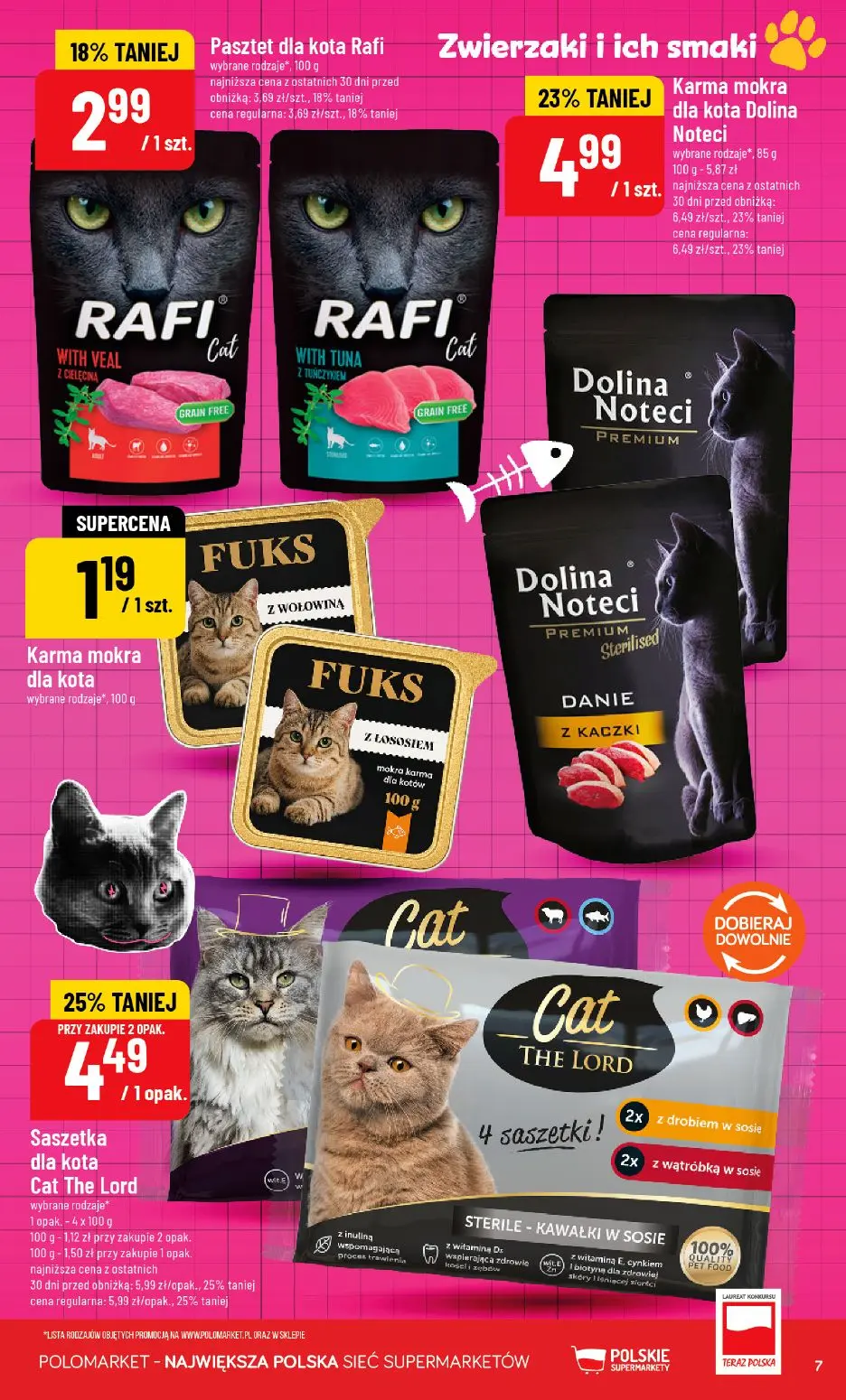 POLOmarket gazetka, strona 7 z 12 — Karma mokra dla kota Dolina Noteci, Saszetka dla kota Cat The Lord, Pasztet dla kota Rafi