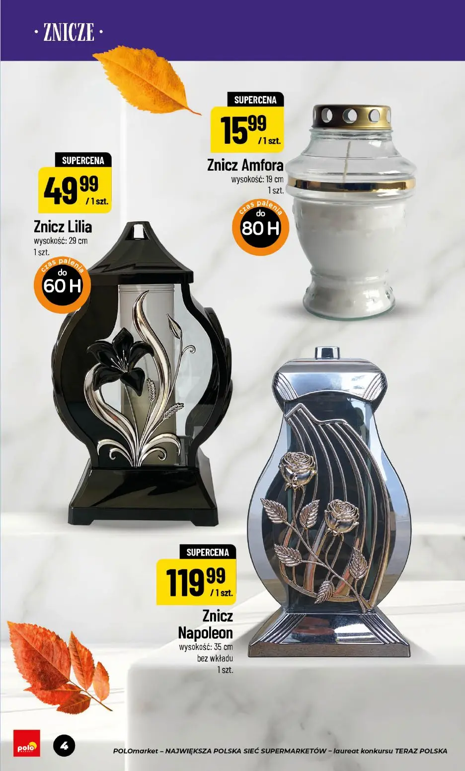 POLOmarket gazetka, strona 4 z 18 — Znicz Lilia, Znicz Amfora, Znicz Napoleon