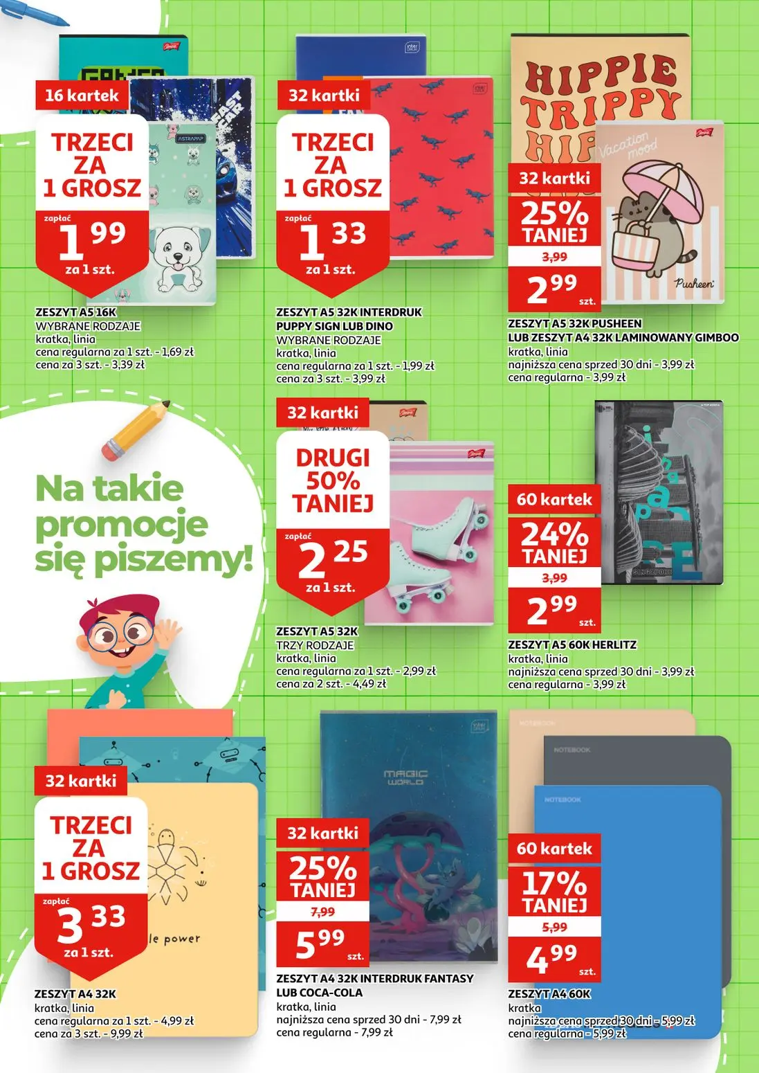 Auchan gazetka, strona 8 z 16 — ZESZYT A4 32K INTERDRUK FANTASY LUB COCA-COLA kratka, linia, ZESZYT A4 32K kratka, linia, ZE…