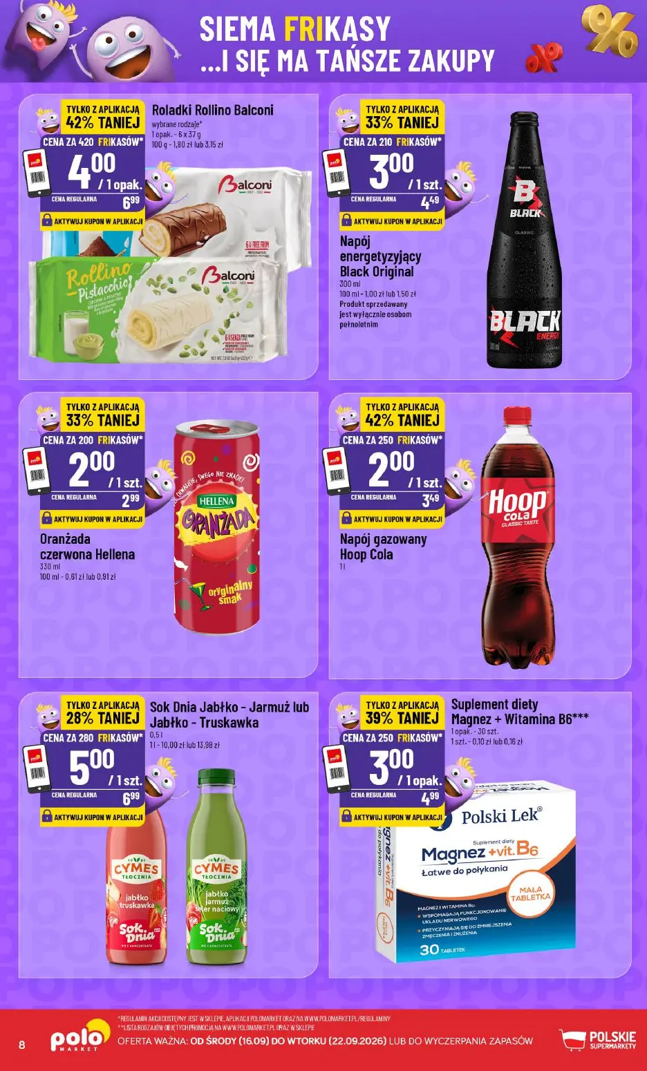 POLOmarket gazetka, strona 8 z 16 — Roladki Rollino Balconi, Sok Dnia Jabłko - Jarmuż lub Jabłko - Truskawka, Suplement diet…