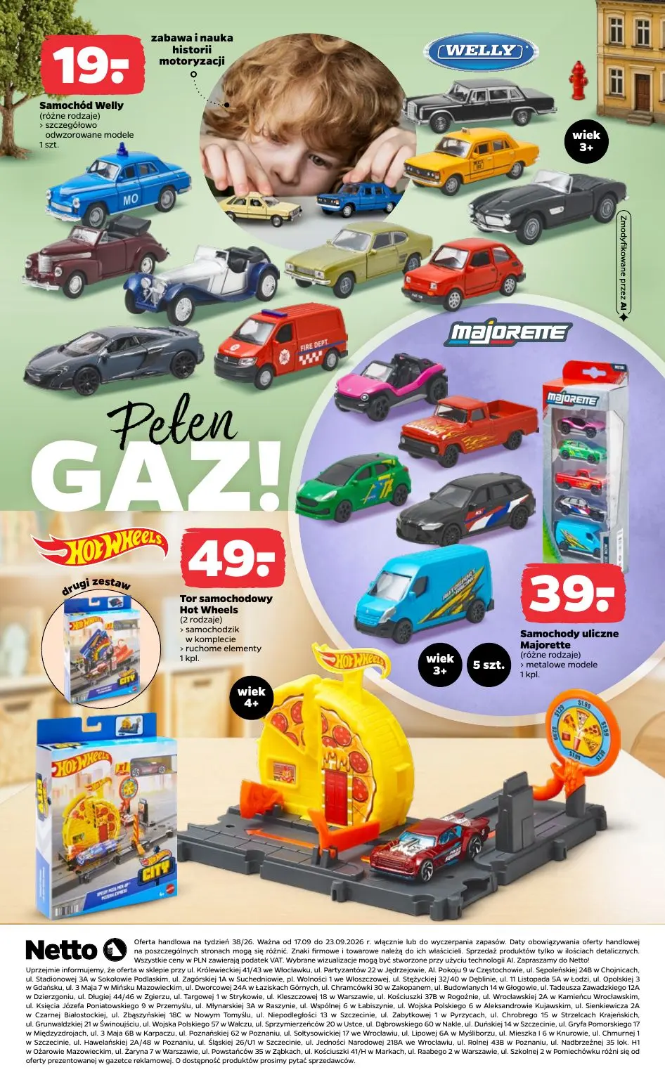 NETTO gazetka, strona 8 z 9 — Samochód Welly (różne rodzaje), Tor samochodowy Hot Wheels (2 rodzaje), Samochody uliczne Majo…