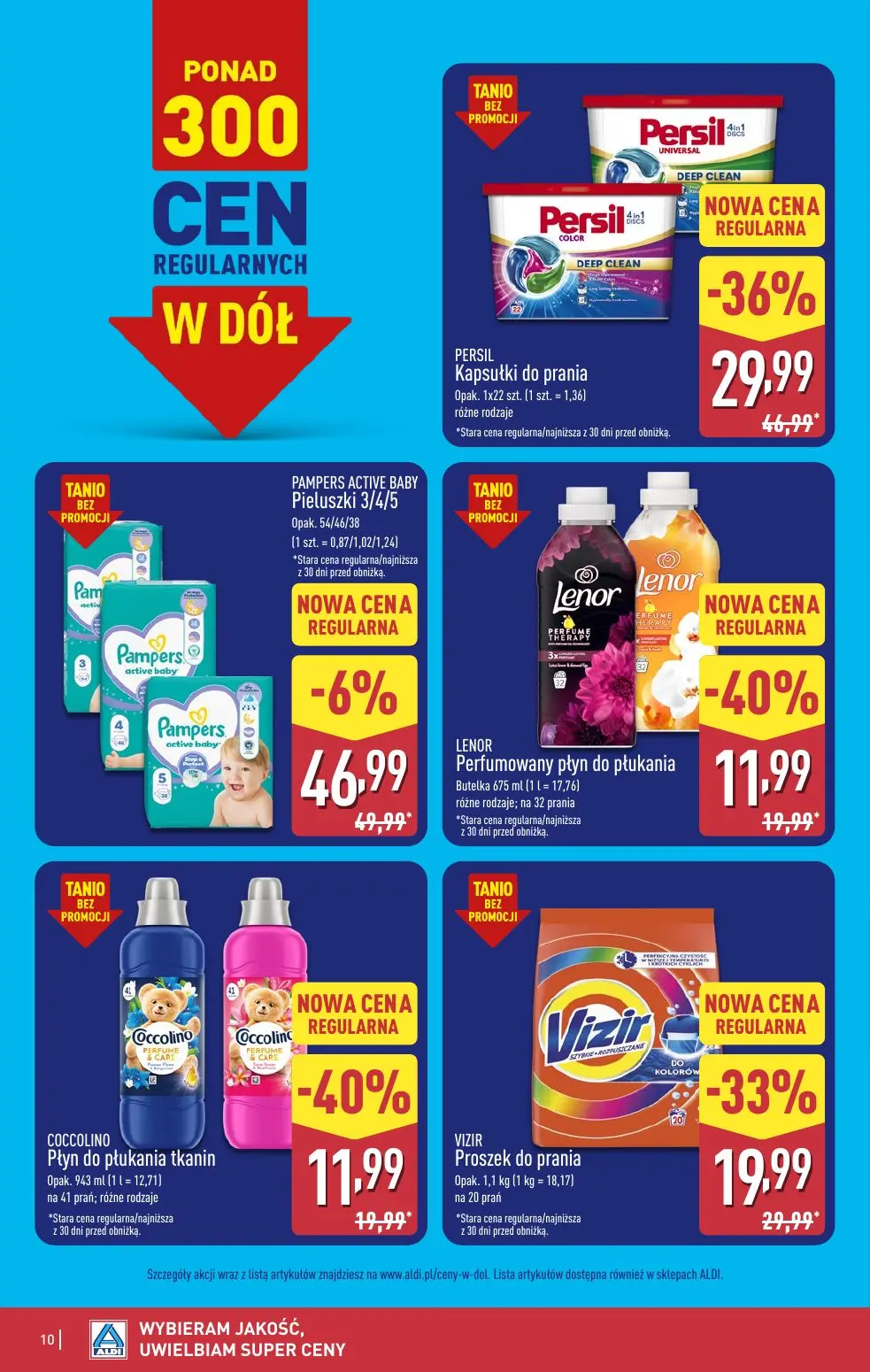 ALDI gazetka, strona 10 z 49 — PERSIL Kapsułki do prania, VIZIR Proszek do prania, LENOR Perfumowany płyn do płukania