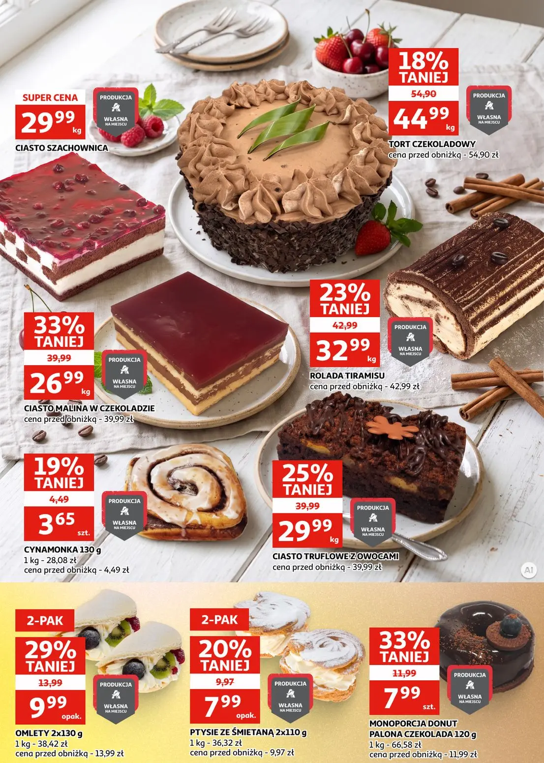 Auchan gazetka, strona 10 z 28 — CIASTO MALINA W CZEKOLADZIE, ROLADA TIRAMISU, CIASTO TRUFLOWE Z OWOCAMI