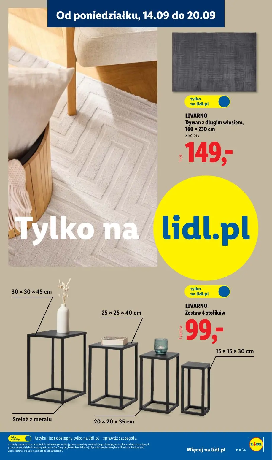 Lidl gazetka, strona 31 z 59 — LIVARNO Dywan z długim włosiem, 2 kolory, LIVARNO Zestaw 4 stolików Stelaż z metalu