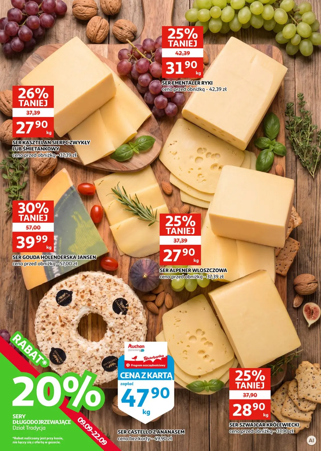 Auchan gazetka, strona 11 z 28 — SER GOUDA HOLENDERSKA JANSEN, SER EMENTALER RYKI, SER KASZTELAN SIERPC ZWYKŁY LUB ŚMIETANKO…
