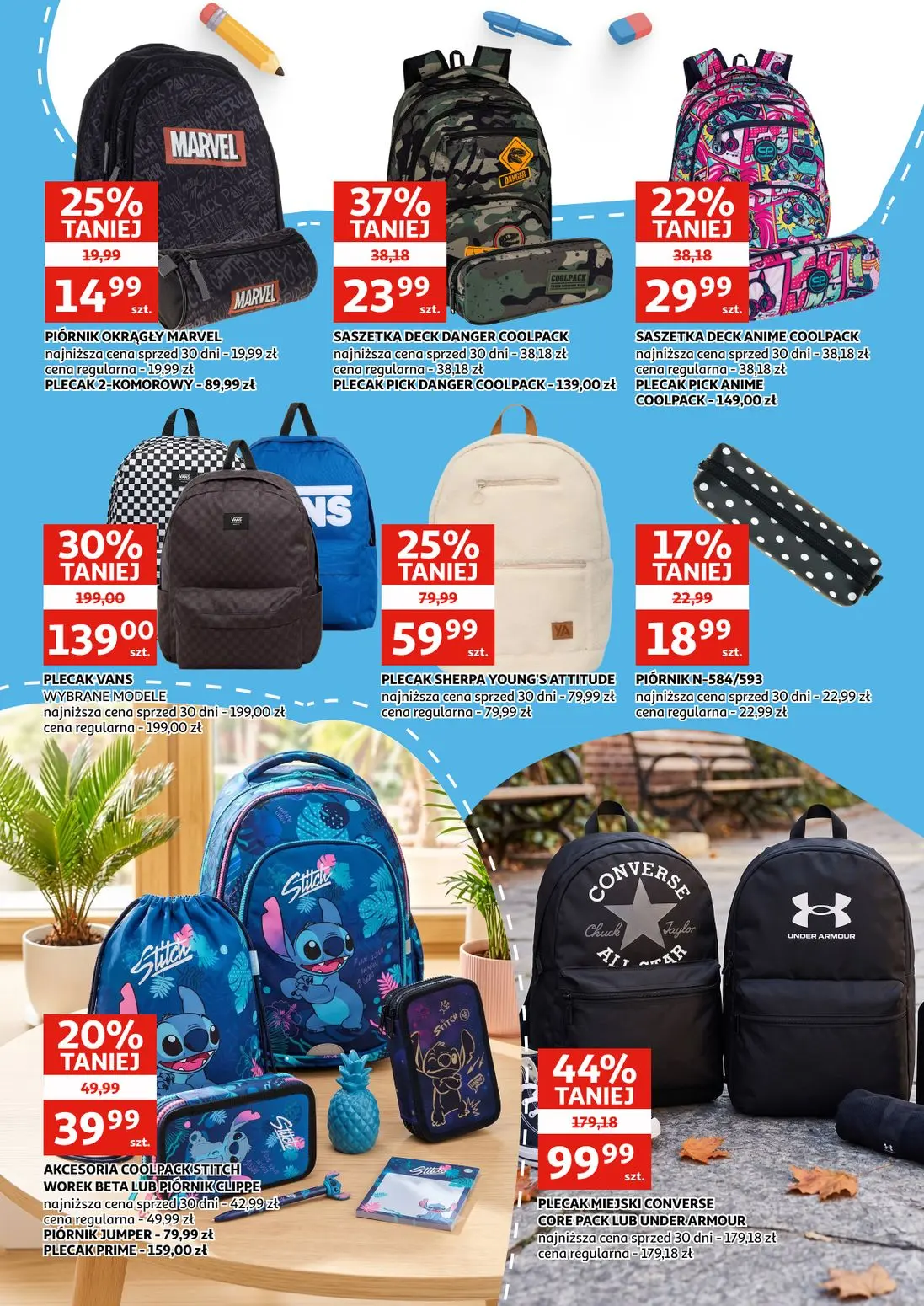 Auchan gazetka, strona 11 z 16 — PLECAK MIEJSKI CONVERSE CORE PACK LUB UNDER ARMOUR, PLECAK VANS, PLECAK SHERPA YOUNG'S ATTI…
