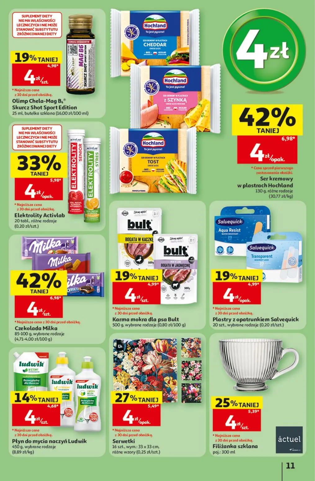 Auchan gazetka, strona 11 z 41 — Ser kremowy w plastrach Hochland, Czekolada Milka, Elektrolity Activlab