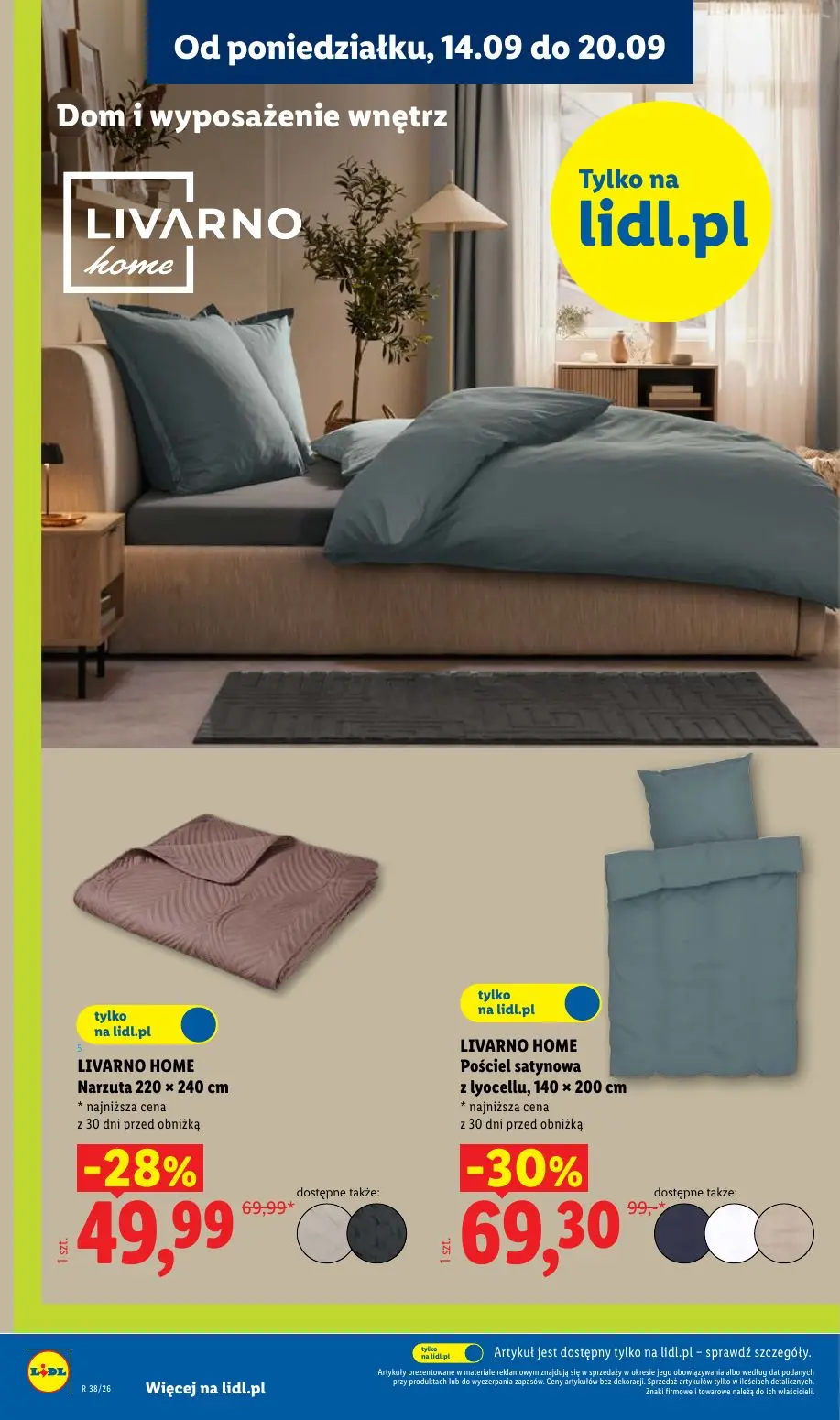 Lidl gazetka, strona 32 z 59 — LIVARNO HOME Pościel satynowa z lyocellu, LIVARNO HOME Narzuta