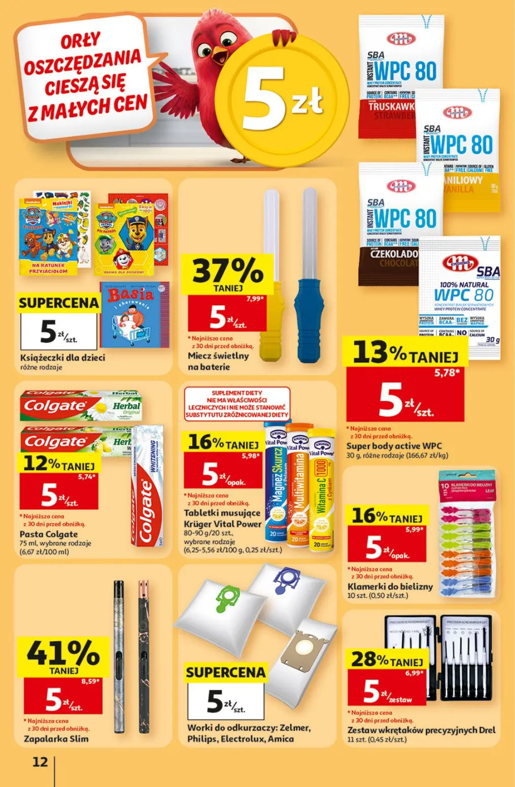 Auchan gazetka, strona 12 z 41 — Zapalarka Slim, Miecz świetlny na baterie, Zestaw wkrętaków precyzyjnych Drel