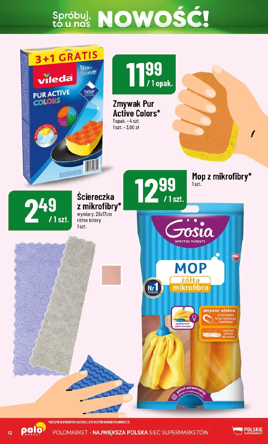 POLOmarket gazetka, strona 12 z 12 — Zmywak Pur Active Colors*, Ściereczka z mikrofibry*, Mop z mikrofibry*