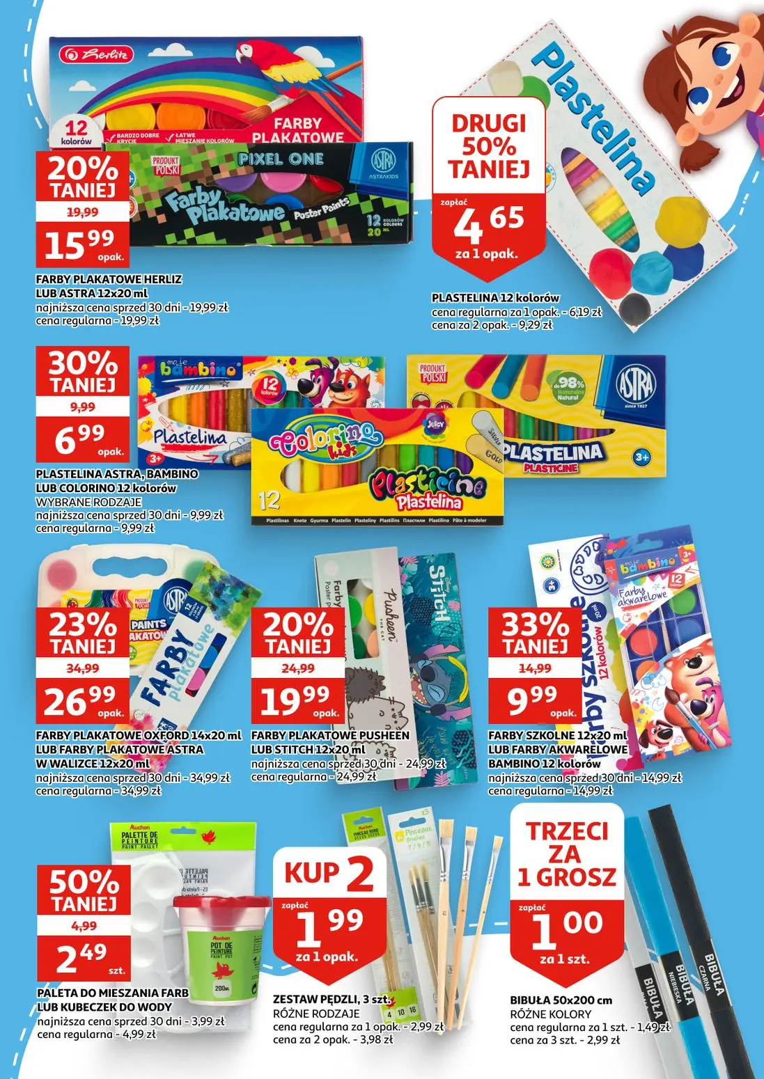 Auchan gazetka, strona 13 z 16 — FARBY PLAKATOWE OXFORD LUB FARBY PLAKATOWE ASTRA W WALIZCE, FARBY PLAKATOWE PUSHEEN LUB STI…