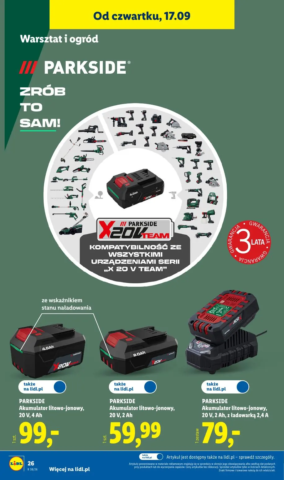 Lidl gazetka, strona 34 z 59 — PARKSIDE Akumulator litowo-jonowy, 20 V, 4 Ah, PARKSIDE Akumulator litowo-jonowy, 20 V, 2 Ah,…