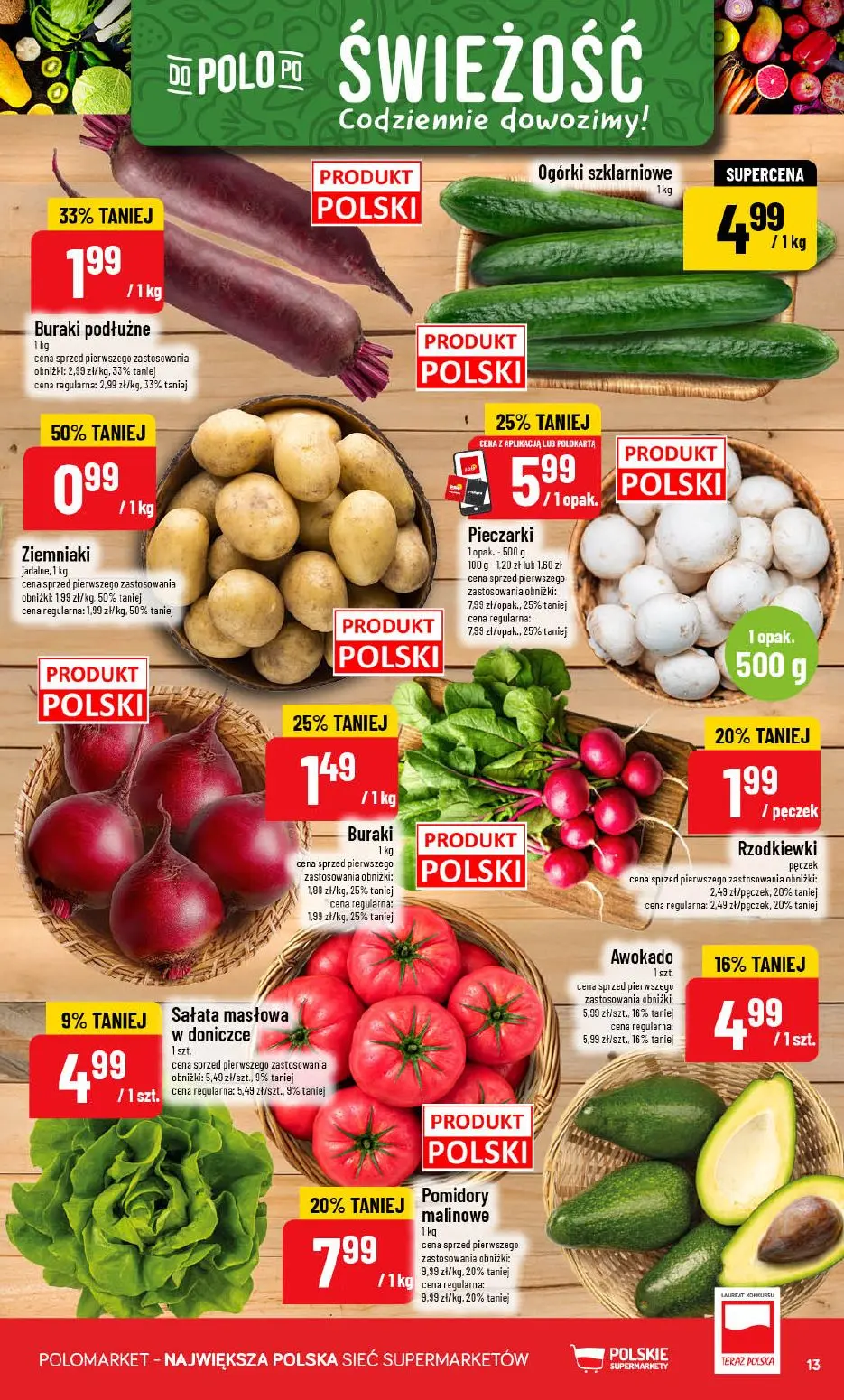 POLOmarket gazetka, strona 13 z 72 — Pieczarki, Pomidory malinowe, Buraki podłużne